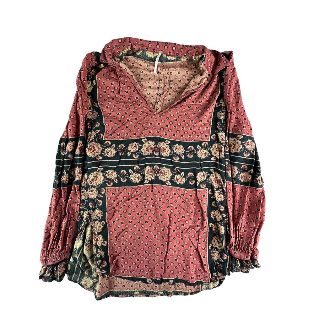 Free People FP Shirt Top Womens Small Cottagecore Boho Flowy Long Sleeve V-Neck
